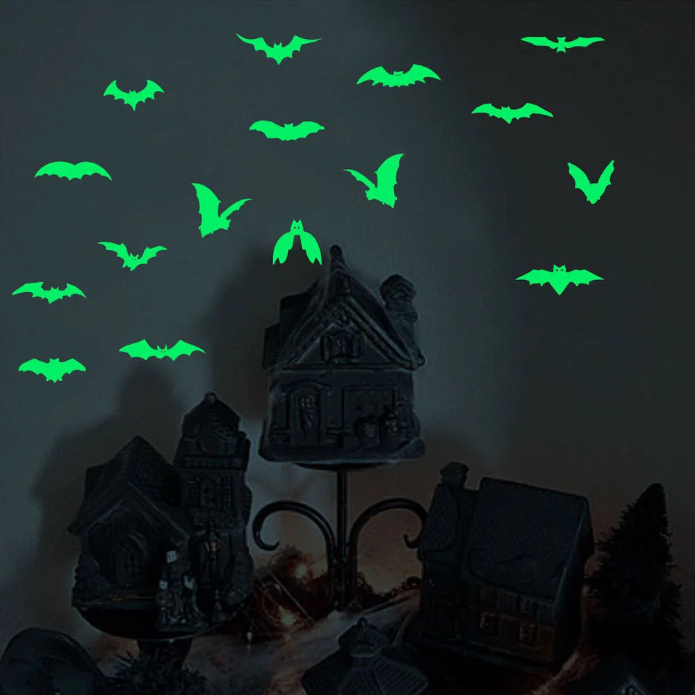 

Светящиеся наклейки на Хэллоуин, вампир, летучая мышь, ведьма, тыква, призрак, фотография для вечеринки, реквизит, настенные наклейки