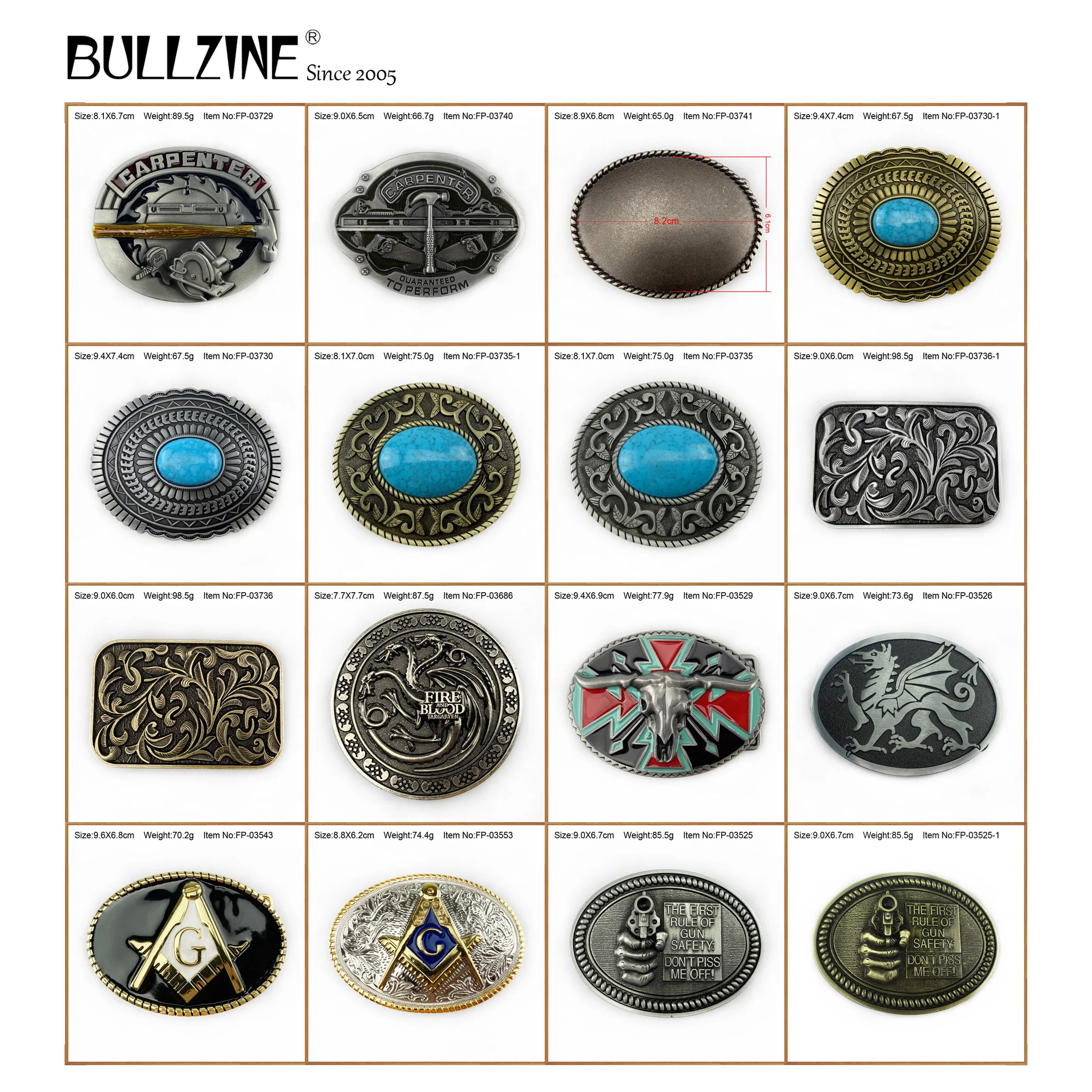 Пряжка для ремня Bullzine из цинкового сплава в стиле ретро плотник Западный