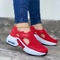 women fashion vulcanized sneakers air cushion platform solid color flats shoes casual breathable wedges ladies walking sneakers