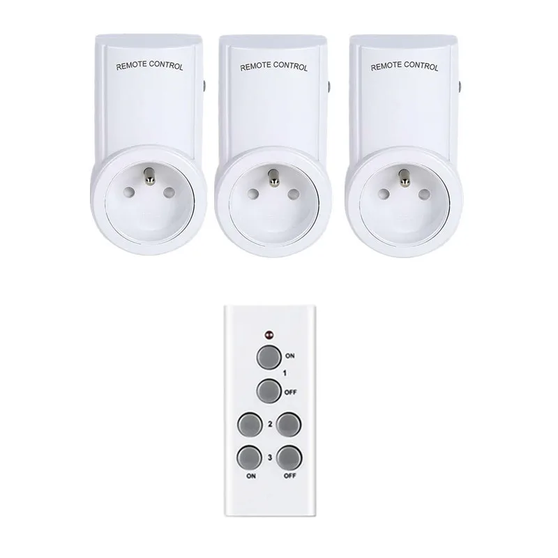 1 remote 3 socket Франция Smart Plug Mini, европейская розетка типа E/F розетка 16A беспроводной пульт дистанционного управления 433 беспроводной светильник переключатель - Цвет: 1 remote 3 socket