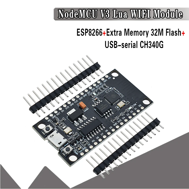 NodeMCU V3 Lua wifi модуль интеграции ESP8266+ дополнительная память 32M Flash, USB-serial CH340G