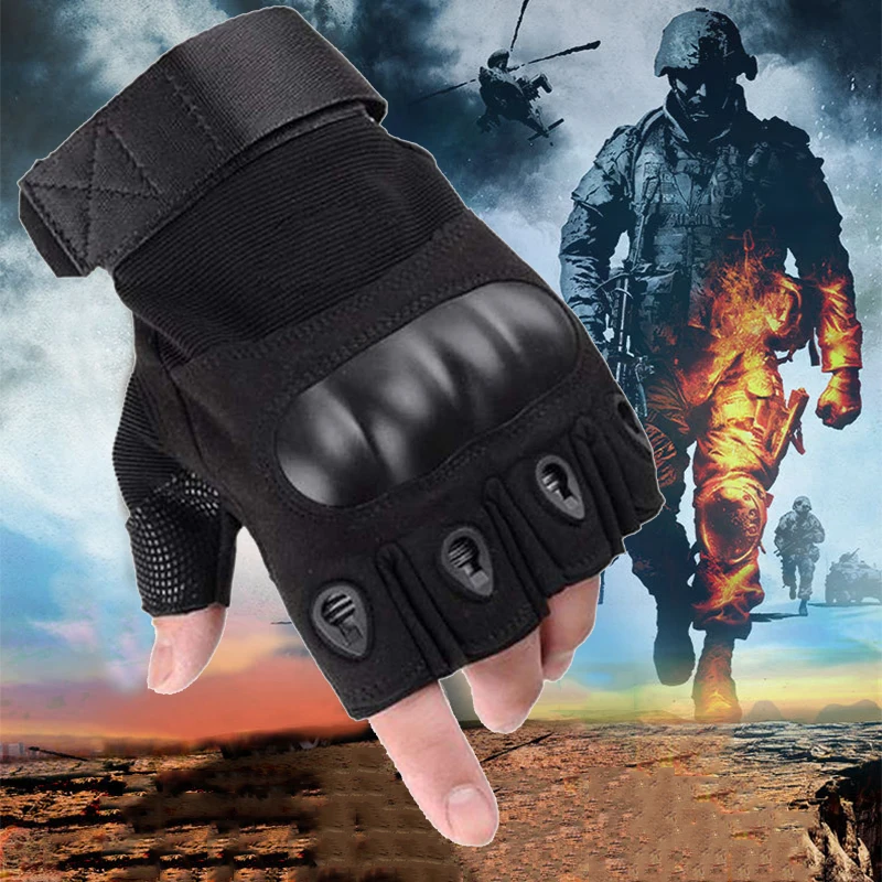 

Men's Tactical Fingerless Gloves Military Army Paintball Airsoft Bicycle Motocycle Combat Hard Knuckle Half Finger Gloves Men