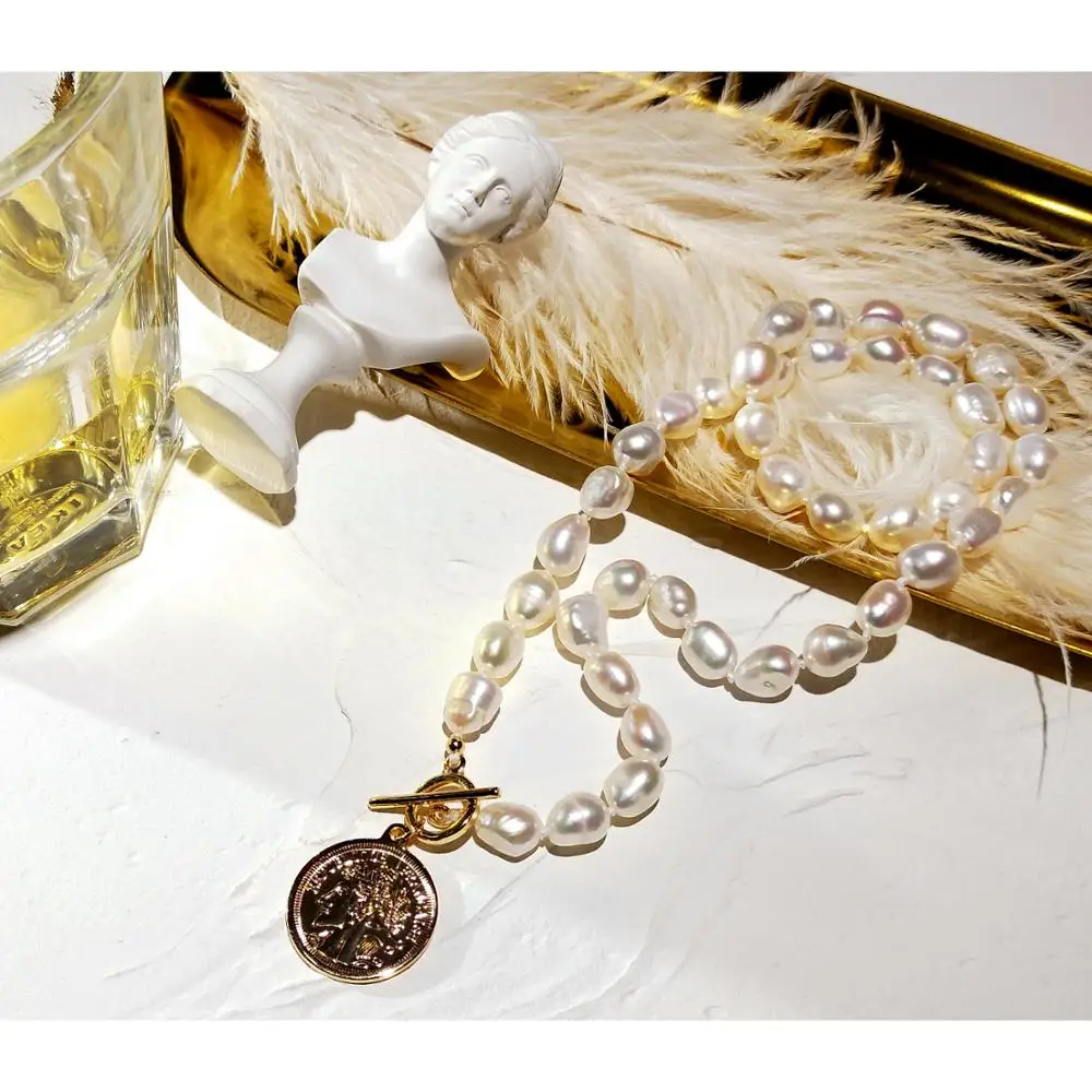 Lii Ji ожерелье с жемчугом в стиле барокко золотого цвета модное Стильное чокер