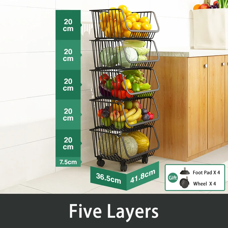 3 слойная корзина органайзер с подвижными гибкими колесами кухонные полки из