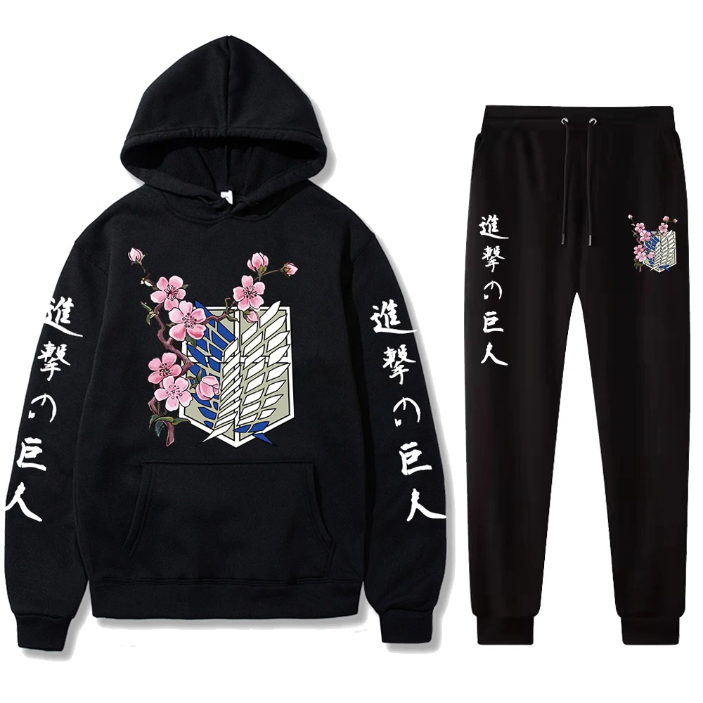 

Japanese Anime Attack on Titan Hoodie Pants Casual Men Women Tracksuits Casual Jogging Suits Harajuku