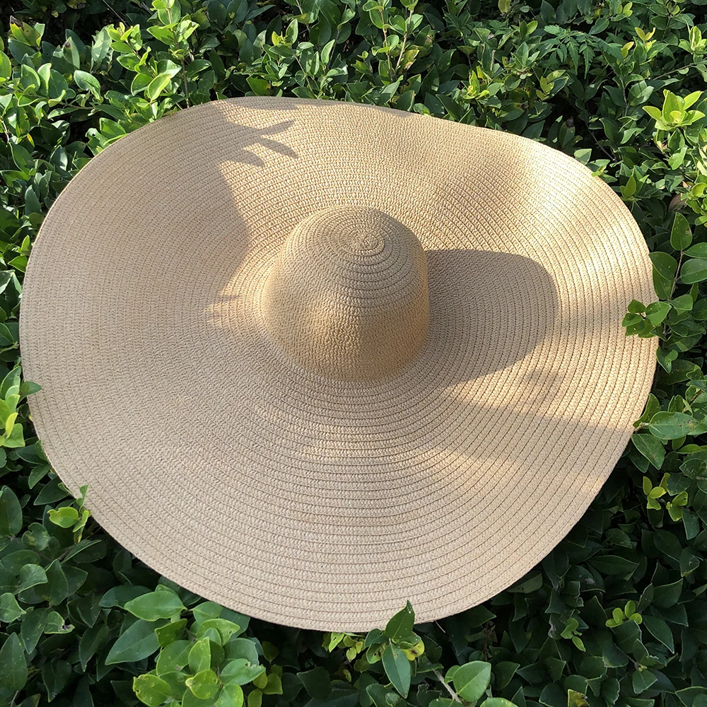 

25CM Wide Brim Oversized Beach Hats For Women Large Straw Hat UV Protection Foldable Sun Shade Hat Wholesale Dropshipping