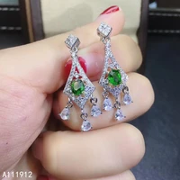 kjjeaxcmy fine jewelry natural diopside 925 sterling silver women earrings support test lovely