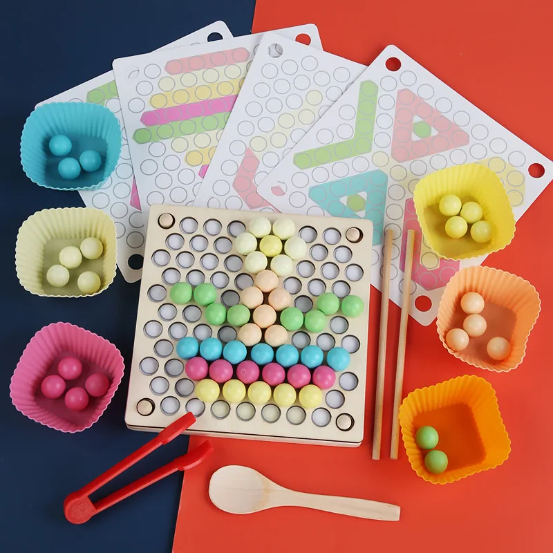 

Montessori Wooden Toys Hand Exercise Training Clip Beads Children's Wooden Toys Gift Color Cognitive Toys Toys Toddler