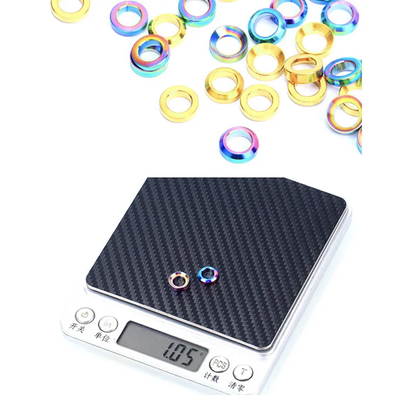 

Risk MTB Road Bike Brake Clamp Disc Brake Fixed Screws 4pcs/lot High Gasket Padded Brake Fixing Bolt M6 Titanium Bump Pad 1g/p