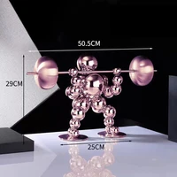 modern golden silver stainless steel hercules weightlifting statue abstract artwork decor nordic creative home living room decor