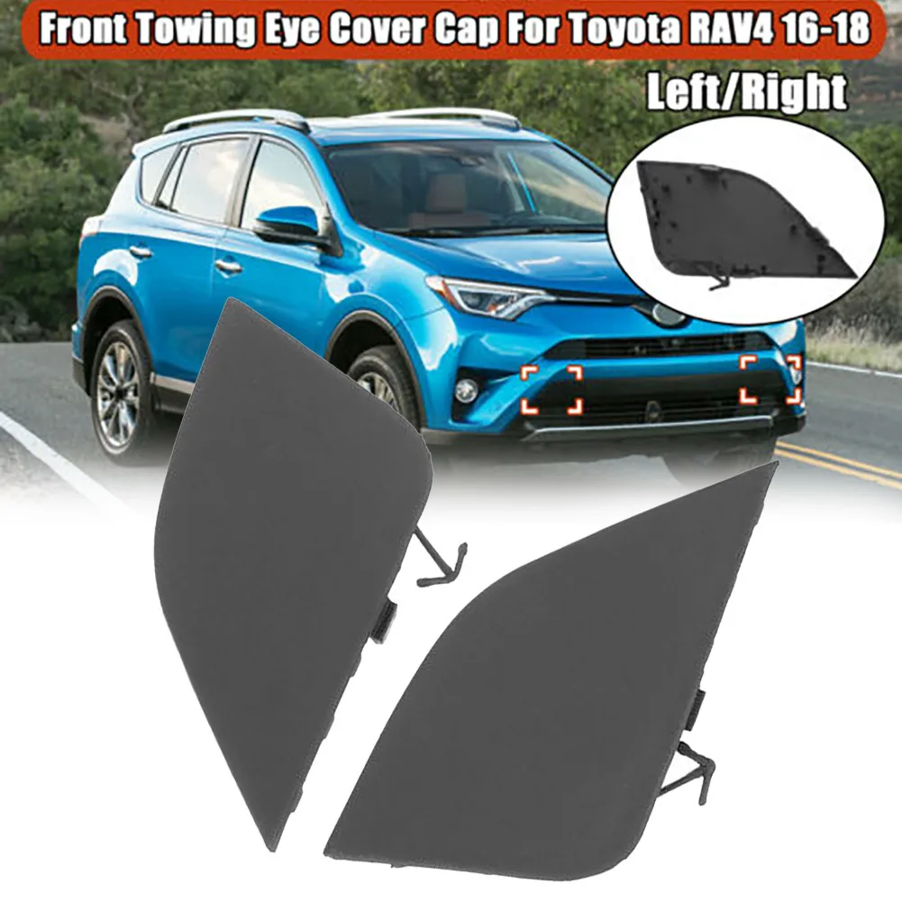 

Black Front Towing Eye Cover Cap For Toyota RAV4 High Quality Pair Stable Characteristic Tow Hook