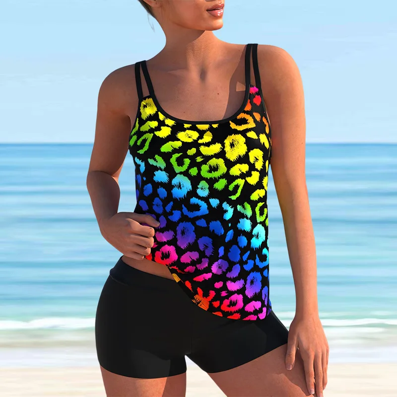 

High Waist 3D Print 2021 New Bathing Suit Women Tankini Vintage Plus Size Swimwear Sexy Fashion Two Piece Swimsuit