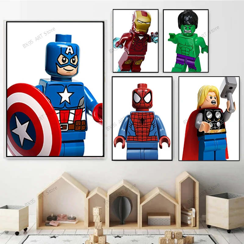 Avengers Marvel Canvas Painting Wall Art Superhero Spiderman Iron Man Anime Posters and Prints Picture Kids Bedroom Home Decor |