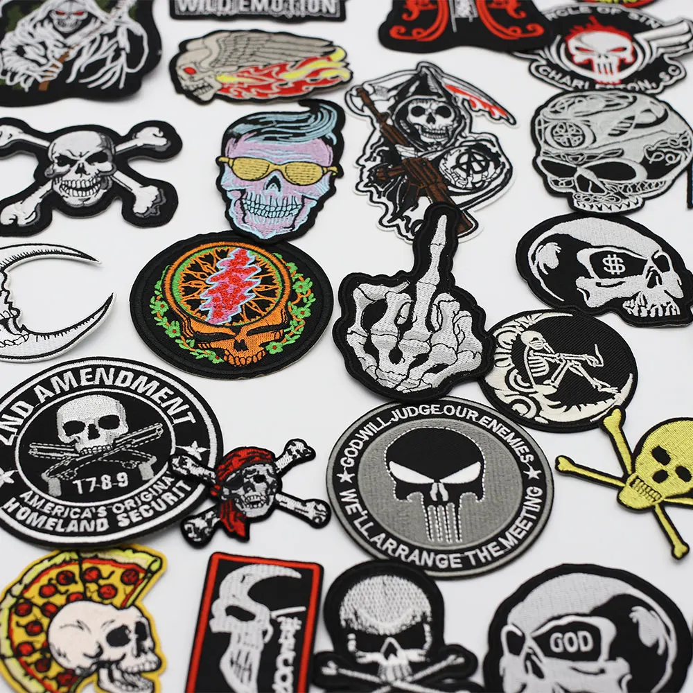 

Punk Patch DIY Embroidery Patches for Clothing Stripes Badge Ghost Skull Patches for Jacket Iron on Patch on Clothes Accessories