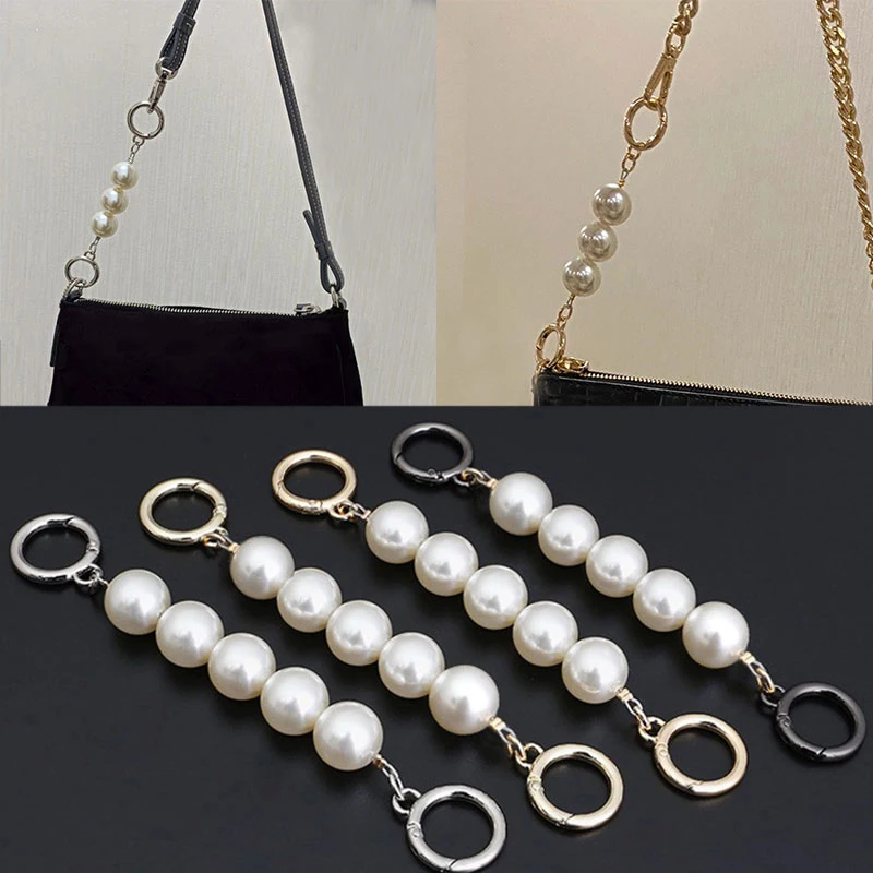 Pearl Bag Chain Strap Extender Bag Hanging Chain Pearl Decorative Chain Girls Bag Accessories Handbag Chain Shoulder Bag Chain