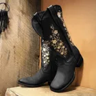 Женские ботинки, женские модные повседневные ботильоны на квадратном каблуке, кожаные ботильоны без шнуровки, обувь до середины икры, 2021, Botines Mujer