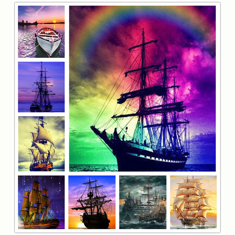 

Большая 5d картина из страз, полная квадратная парусная лодка, алмазная вышивка «сделай сам», алмазная вышивка «сделай сам», полный набор для...