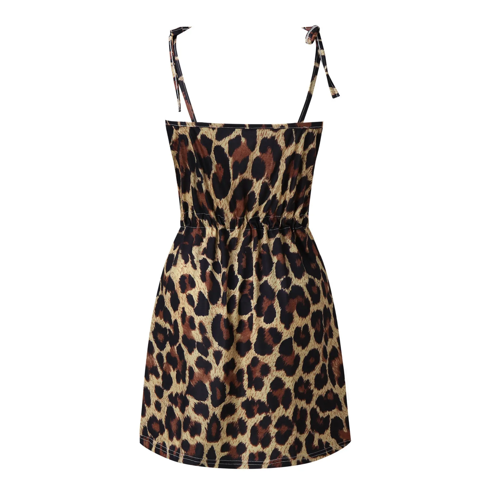 

2021 Printed Knit Dress Women's Sling Leopard Print Summer Sexy Sleeveless Sleeve Beach Mid-length Dress Party