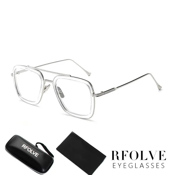 Silver Clear Frame Роскошные модные Мстители, Тони Старк, стиль полета, мужские солнцезащитные очки, квадратные, фирменный дизайн, солнцезащитные очки Oculos, Ретро стиль, мужские, Железный человек 3 - Цвет линз: Silver Clear Frame
