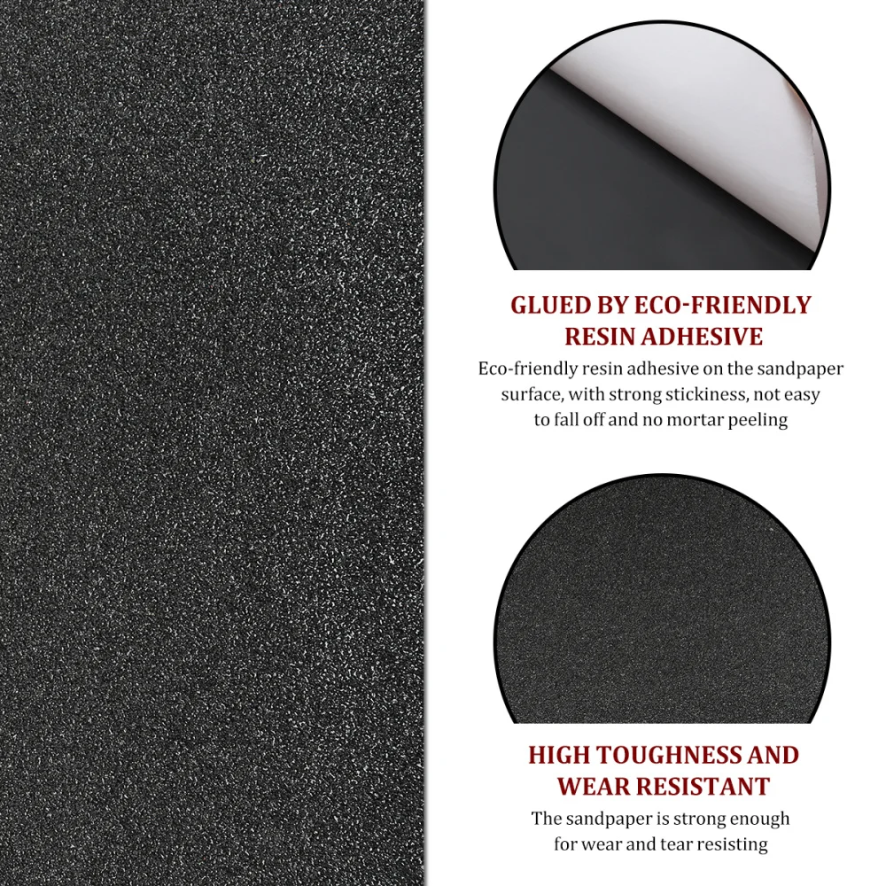 

VORCOOL Skateboard Grip Tape Sheet Sandpaper for Rollerboard Stairs Pedal Wheelchair 80x20cm (Black, Random Protective Fi