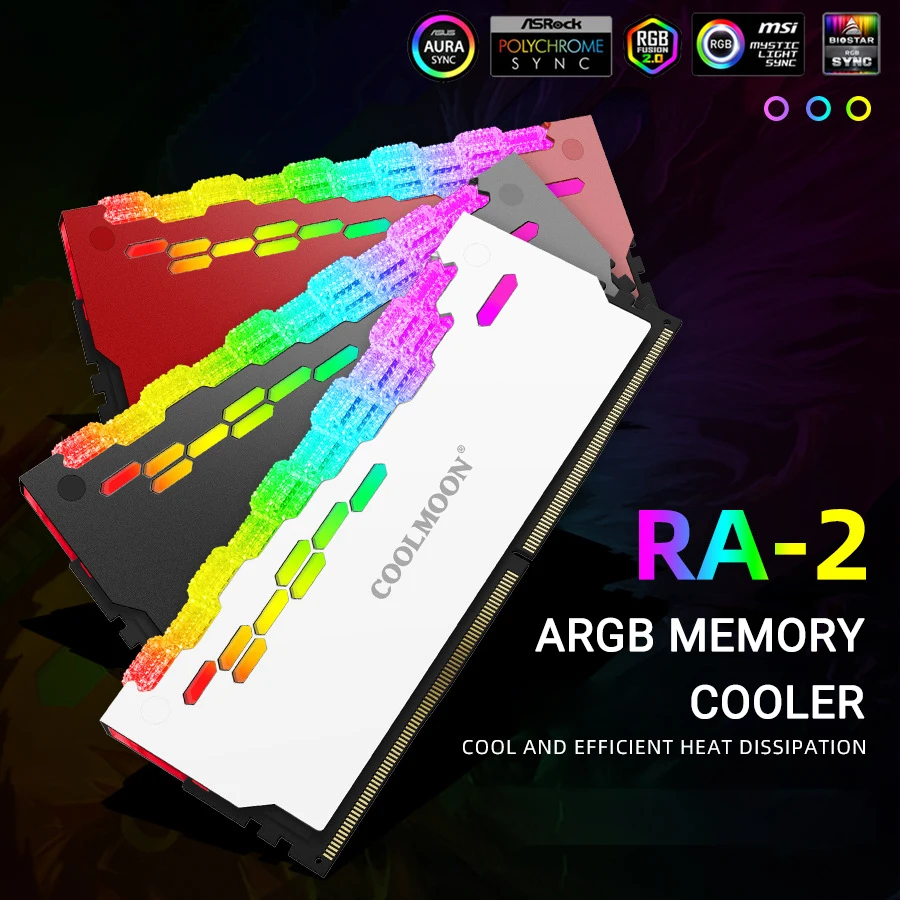 

RAM Cooler ARGB PC Memory Cooling Divine Light Synchronization 5V 3PIN 4PIN Vest Heat Sink Radiator Cooler Aluminum Heatsink