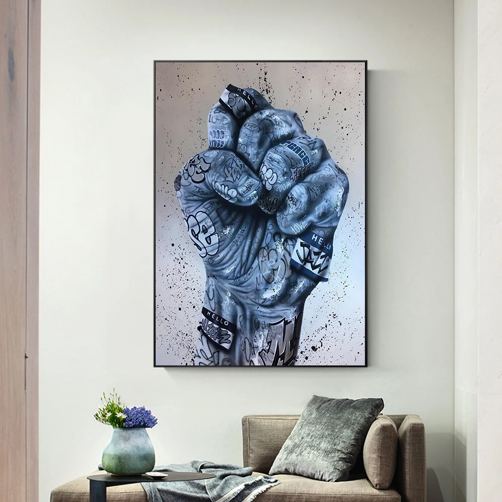 

Clench Fist Wall Graffiti Art Prints Modern Street Art Canvas Paintings On The Wall Art Pictures Living Room Home Decoration