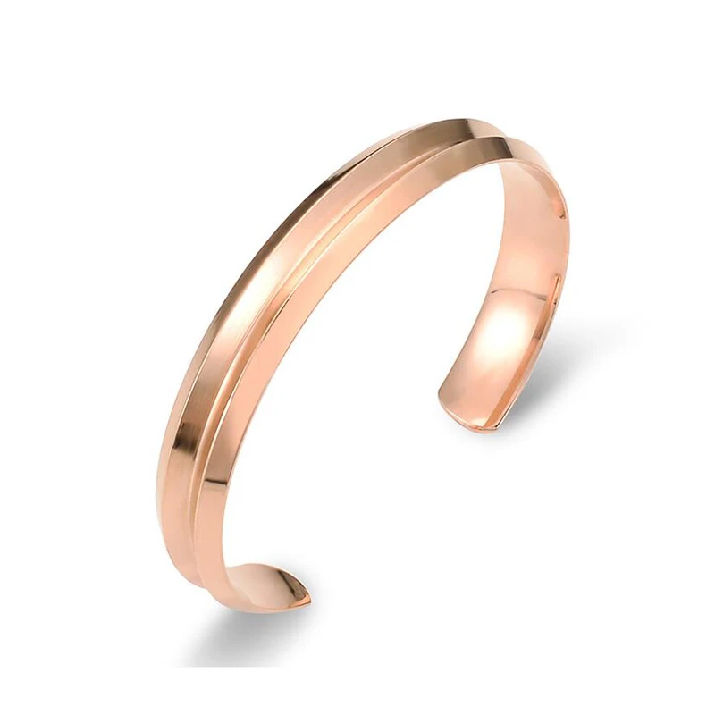 7mm rose S01 Розовое золото цвет серебристый цвет открыт манжета браслеты для женщин мужские ювелирные изделия черные браслеты ручные аксессуары регулируемые - Окраска металла: 7mm rose S01