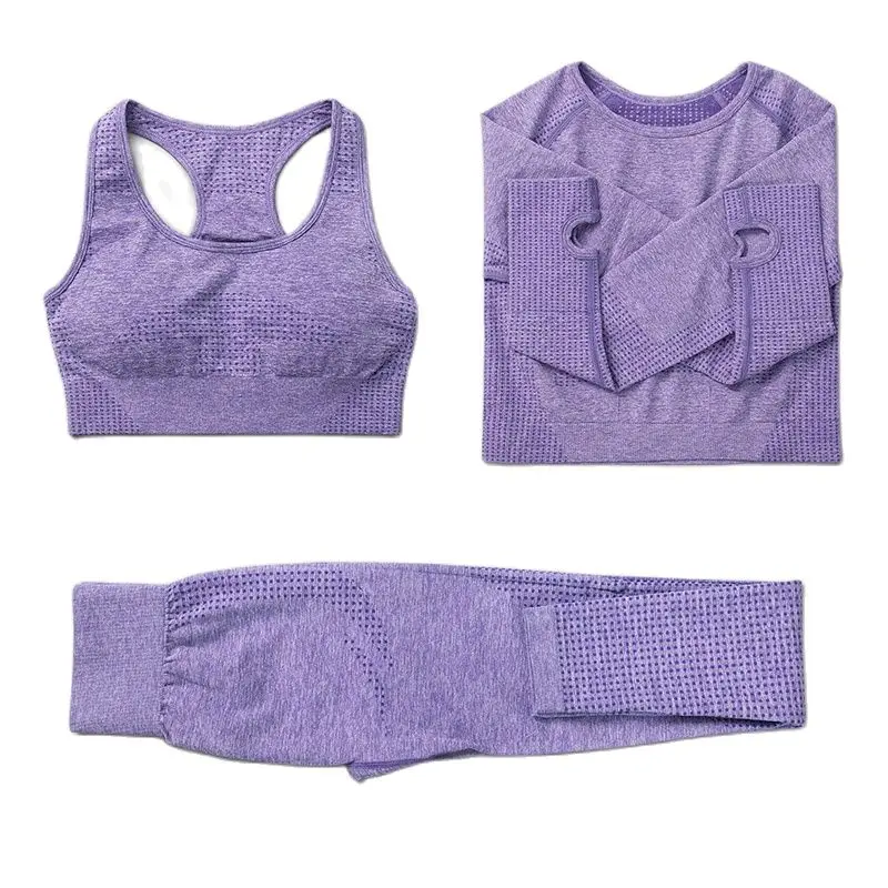 

2Pcs Yoga Set Gym Clothing Women Yoga Suit Sportswear Female Workout Leggings Training Tights Seamless Leggings Sport Set