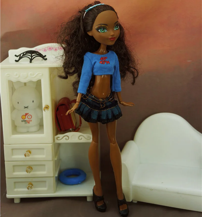 

Monstering High Doll Clothing Set Dress Handmade Outfit Chinese Classic Doll Holiday Decors Clothes Girl Dressing Coat Pants