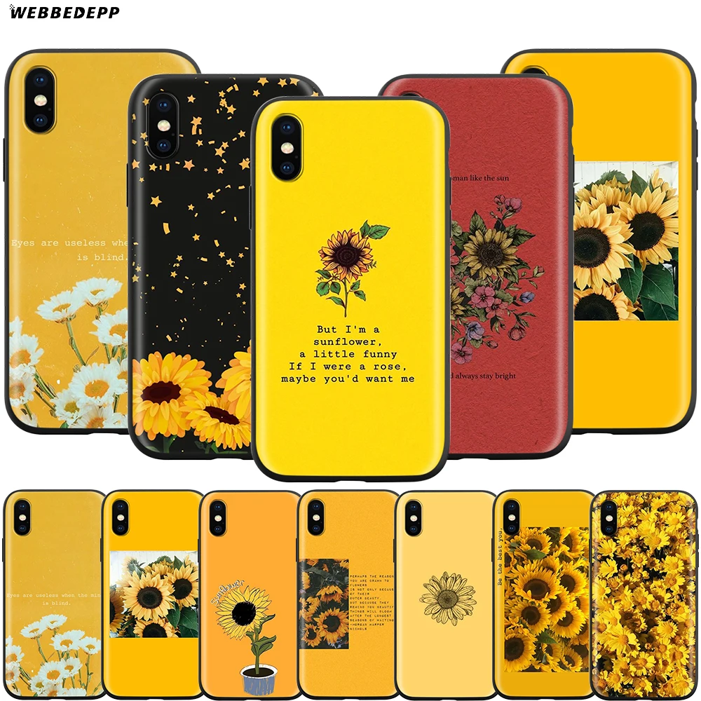 Webbedepp красивый желтый чехол с подсолнухом для Apple iPhone 12 Mini 11 Pro XS Max XR X 8 7 6 6S Plus 5 5S