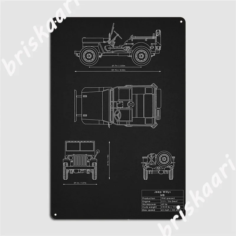 

Willys Blueprint Metal Sign Club Party Home Custom Wall Decor Tin Sign Poster