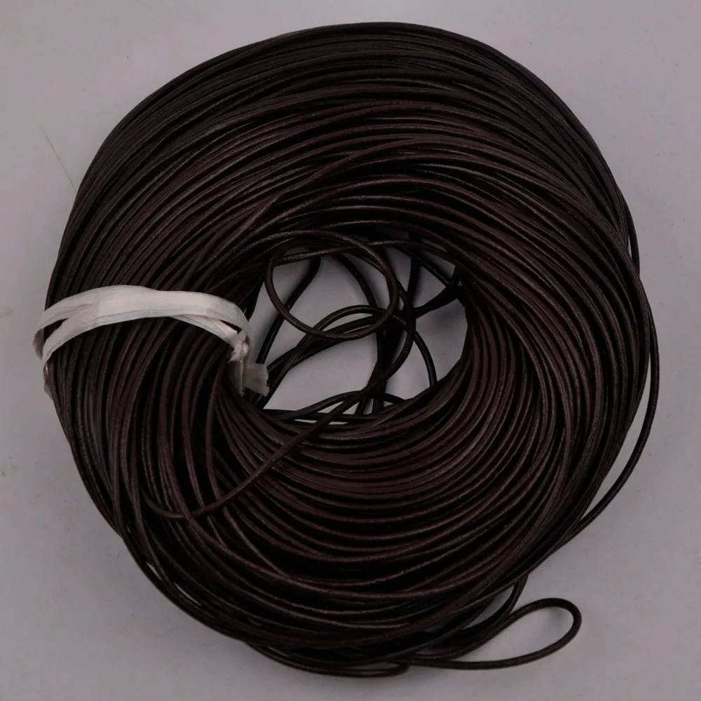 

Dark Brown 100M 1mm 1.5mm 2mm 3mm Round Genuine Cow Leather Cord DIY Necklace Bracelet Findings Rope String For Jewelry Making