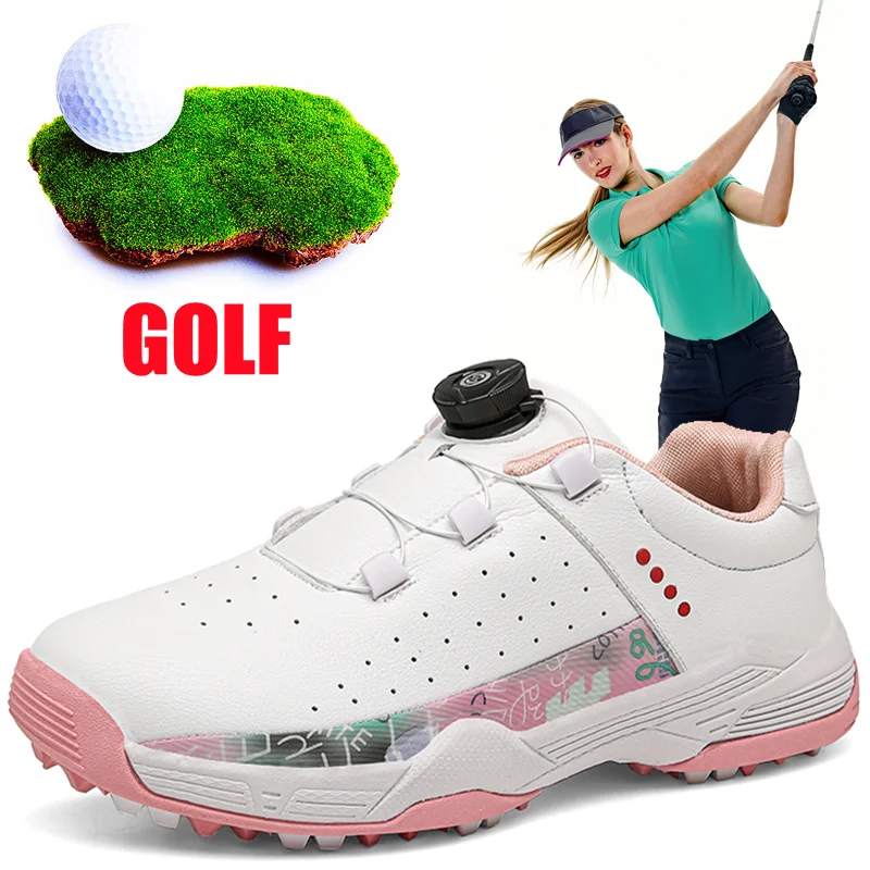 New Professional Ladies Leather Golf Shoes Waterproof Non-slip High Quality Sneakers Casual Breathable Golf Training Shoes