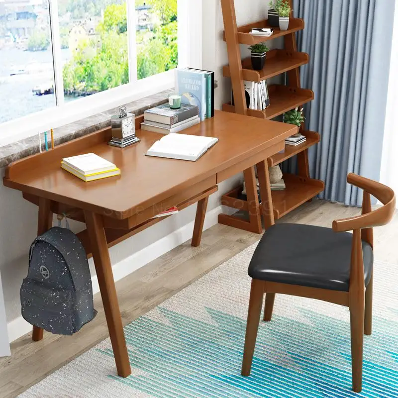 Стол компьютерный из массива дерева в скандинавском стиле простой домашний стол