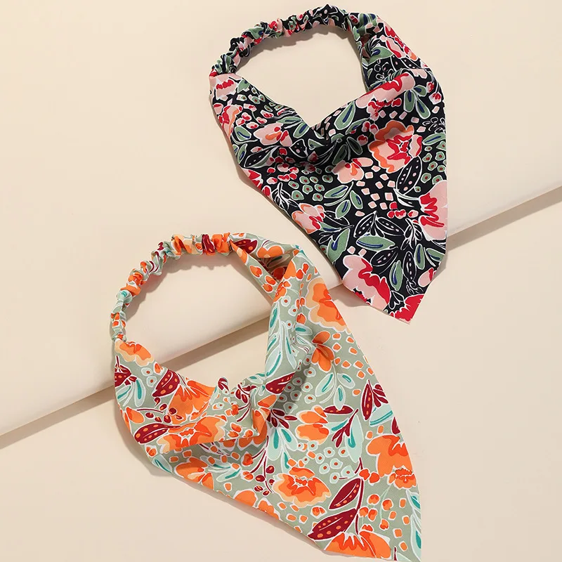 

Vintage Triangle Bandanas Hairband Colorful Floral Print Headbands Women Girls Country Style Hair Accessories Sweet Hair Scarf