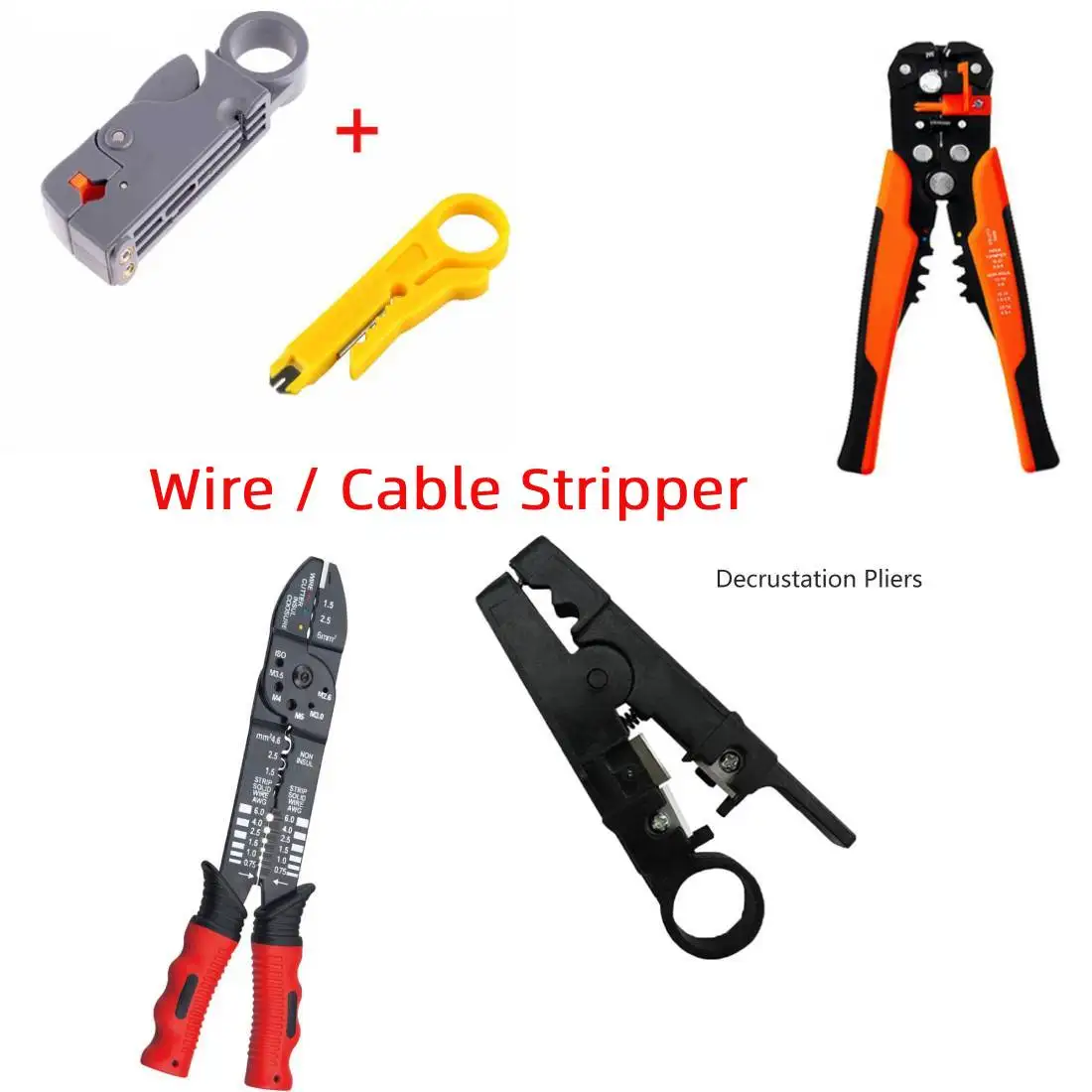 

Stripping Pliers Multifunctional Wire Stripper Cable Tools Automatic Stripping Crimping Tool Hexagon Wrench Accessories