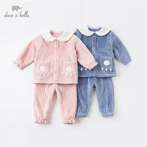 DBW15475 dave bellaзимняя Модная Детская Пижама унисекс с мультяшным принтом нижнее белье для новорожденных повседневная одежда для сна комплект из 2 предметов