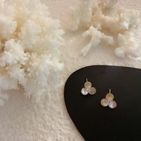 925 silver needle shell flower ear stud korea dongdaemun celebrity inspired earrings womens simple temperament all match zircon