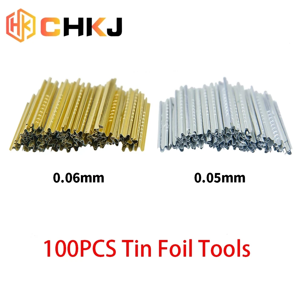 

CHKJ 100PCS/Box 0.05MM/0.06MM Tin Foil Tools Locksmith Tools Gold And Silver Tin Foil Key Consumables General-Purpose