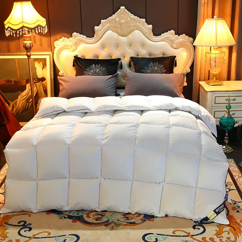

Goose Down Comforter Warm Thicken Duvet 100% Cotton Face Filling Fiber Down Quilts 220*240cm Home Sleeping Cover White Duvet 1pc