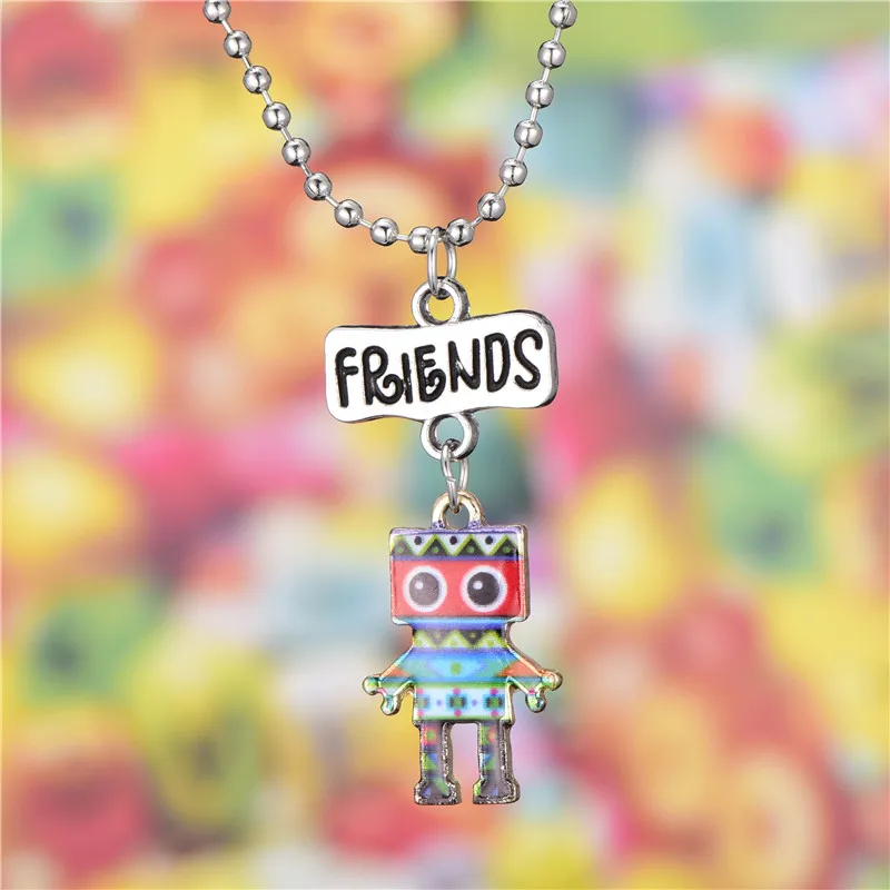 Ожерелье Best Friend кулон робот для женщин фигурки серебряного цвета игрушки косплей