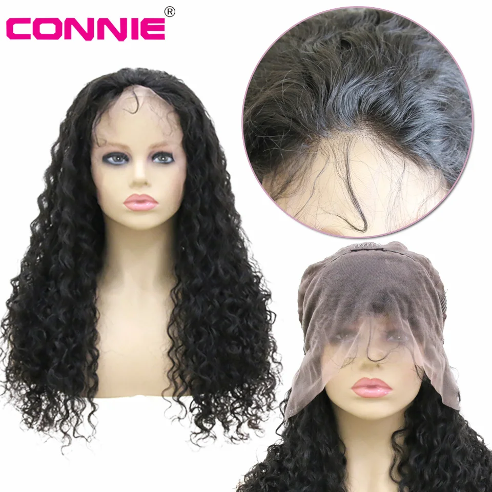 Накладные волосы Connie Curly 13X4 перуанские Remy с фронтальной и средней посадкой 10 30