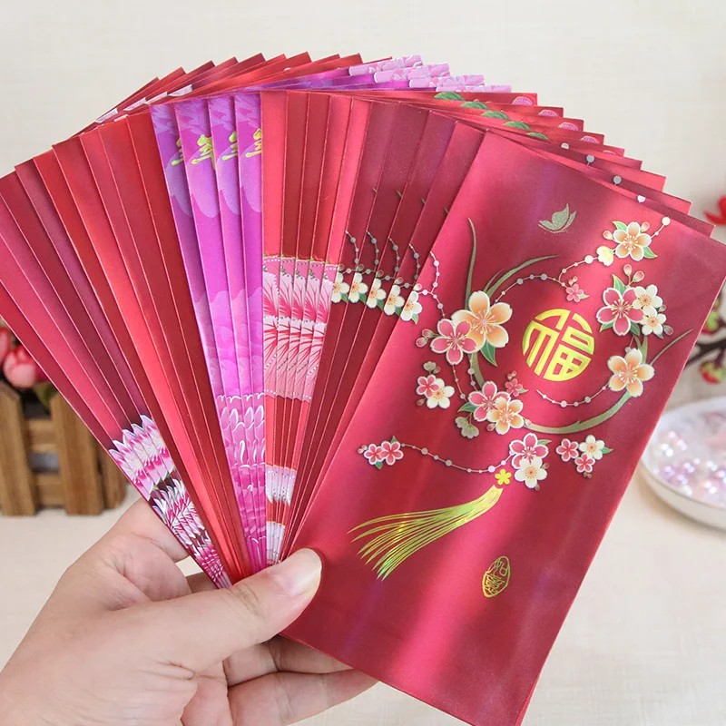 Мерцающий цвет 2021 год быка китайский новый толстый красный конверт 25 шт.|Открытки