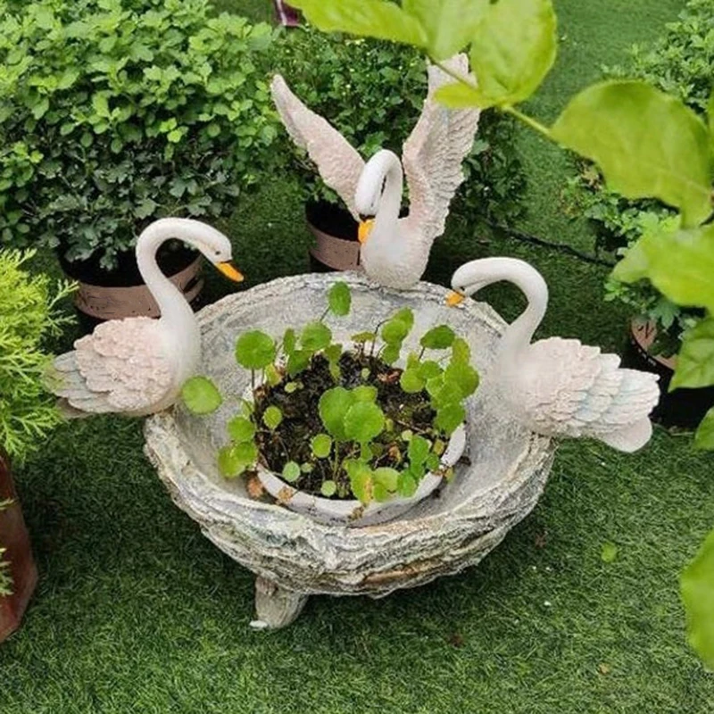 

Resin Swan Ornament For Outdoor Garden Decor Creative Micro Landscape Rockery Furnishings For Garden Courtyard Decoration Jardin