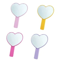 gu237 portable cute peach heart shaped handheld mirror with handle single side candy color women bathroom makeup cosmetic tool