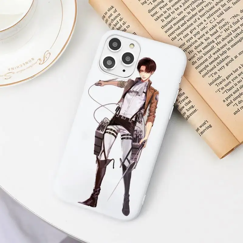

attack on titan anime Phone Case Candy Color White for iPhone 11 pro XS MAX 8 7 6 6S Plus X 5S SE 2020 XR