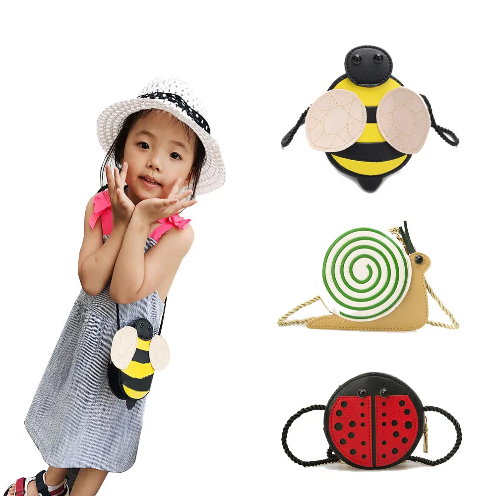 Plush Backpacks Cute Children Girl Bags Bee Ladybug Snails Baby Crossbody mini shoulder bag PU carry gift for kid 2019 | Игрушки и хобби