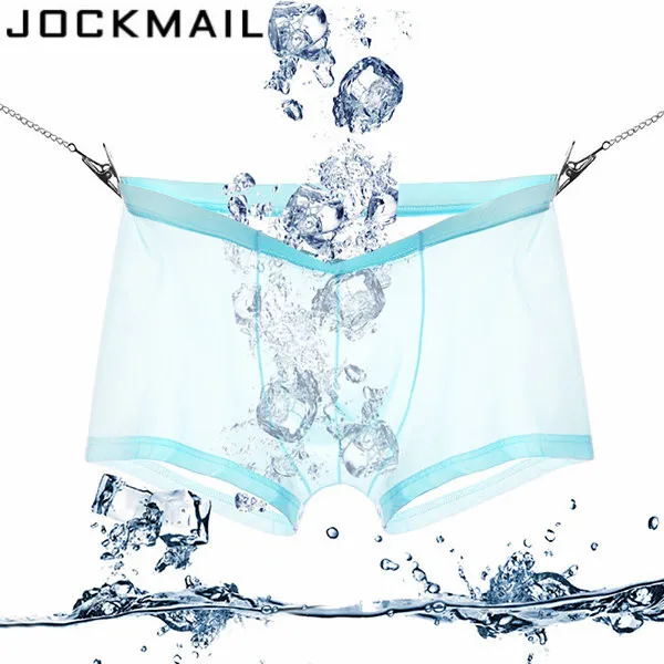 Jockmail, сексуальное мужское нижнее белье, боксеры, шорты, ледяной шелк, u-образный выпуклый мешочек, мужские трусы, cueca, боксеры, homme, слипы, Гей Нижнее белье