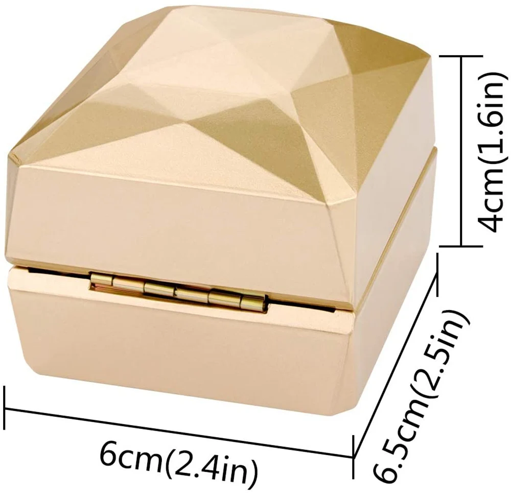 

1Pcs LED Lighted Earring Ring Gift Box Piano Paint Engagement Wedding Jewelry Display Storage Case Luxury Gold Earrings Box
