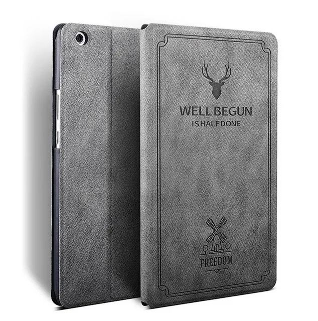 Серый For Huawei MediaPad M5 Lite 10 BAH2-W19/L09/W09 Case Ultra Slim Retro Pu Leather Smart Stand Cover For Media Pad M5 Lite 10.1" - Цвет: Серый